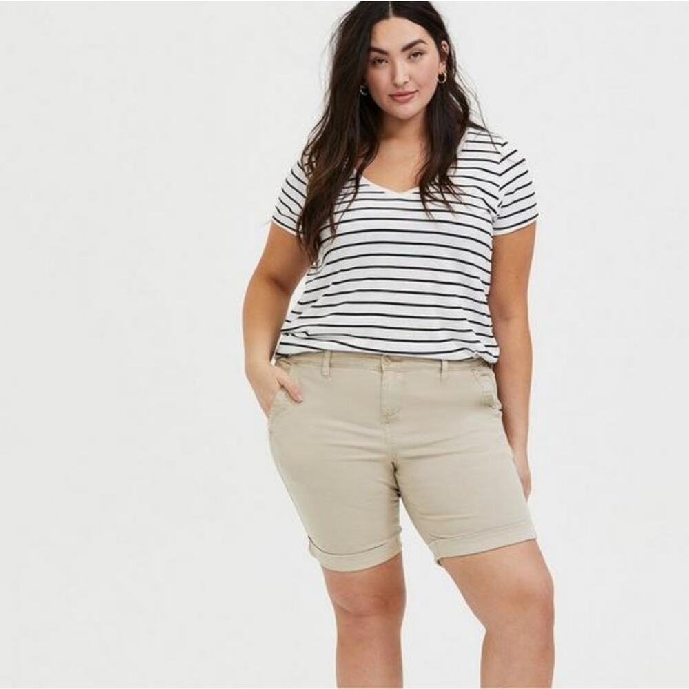 Torrid Khaki Tan Bermuda Stretch Twill Shorts 10